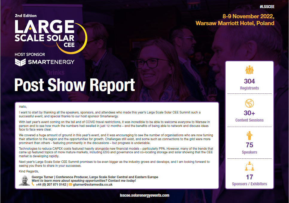 LSSCEE22 PSR Image Large Scale Solar Central and Eastern Europe 2022 Post Show Report