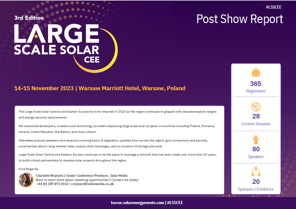 LSSCEE23 PSR Large Scale Solar Central and Eastern Europe 2023 Post Show Report